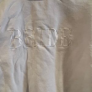 White BRIDE embroidered crew neck sweatshirt size large